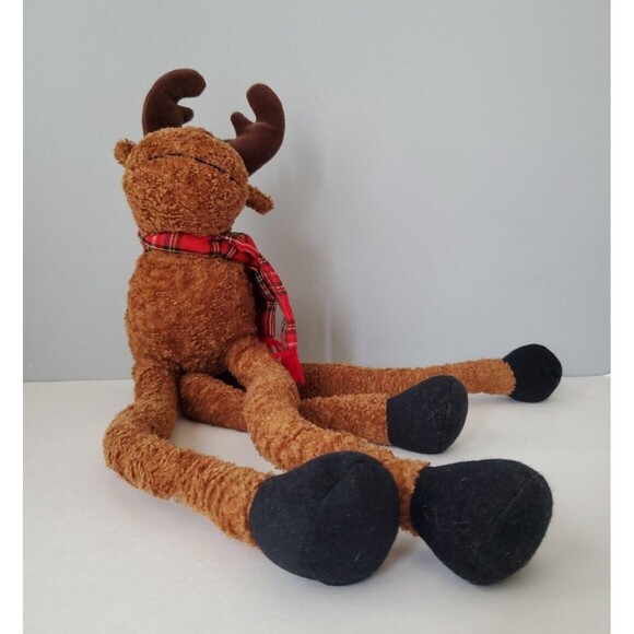 Figi Brown Stuffed Plush Crazy Legs Christmas Reindeer Toy w Plaid Scarf 28 IN - Picture 1 of 9